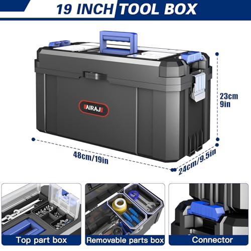 Image of 3-In-1 Tool Box with Wheels | Rolling Stackable Tool Box | Modular Tools Storage System | Small Toolbox with Detachable Parts Box Organizer丨Portable Toolbox for Garages,Home DIY,Workshop丨17+19+21 inch