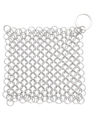 JEXOWIQ Limpiador de Hierro Fundido, cepillo de acero inoxidable,Acero Inoxidable de 10 x 10 cm Depurador de Malla para Todo Tipo de Parrillas, Sartenes, Parrillas y Hornos Holandeses