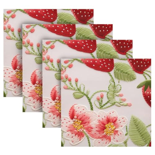 Servilletas de tela estampado Strawberry Flowers 6 uds 20x20 pulg miniatura 7