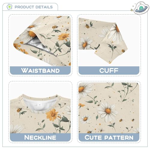 JUNZAN Rustic Daisy Beige Kids Boys Hoodie Sweatshirt Long Sleeve Boys Sweat Shirt Athletic 4T3