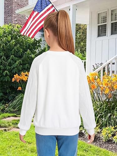 Image of CAZYCHILD Girls 4th of July Shirt Boys USA Tshirt Kids American Flag Sweatshirt Patriotic Pullover Tee Tops