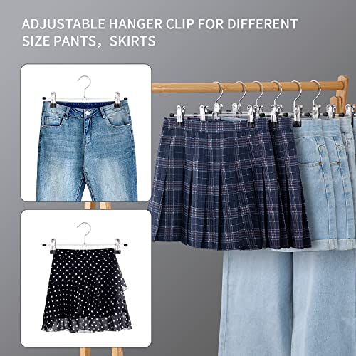 Cimlord 50Pc Metal Pants Hanger With Non-Slip Clips,Heavy Duty Metal Skirt Hangers,Chrome Hook Adjustable Thin Wardrobe Space Saver Closet Clothes Hanger (50 Pack) #TOP4