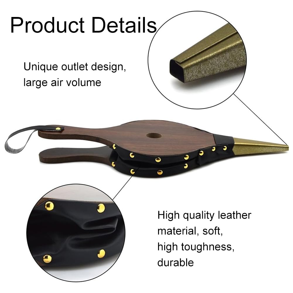 Soffietto Manuale per caminetto, Mantice per Camino, Soffietto in legno per camino, soffietto per barbecue, Accessorio per Barbecue da Campeggio all'aperto, per la cottura all'aperto