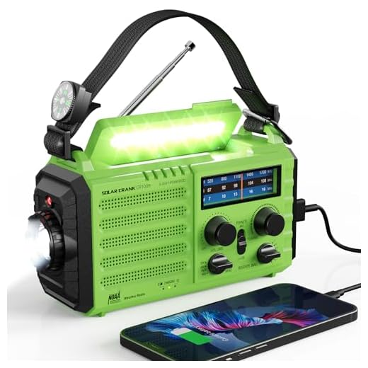 Weather Radio Raynic Solar Hand Crank Emergency Radio 5 Ways Powered AM/FM/SW/NOAA Weather Alert Portable Radio with Flashlight, Reading Lamp (Green)
