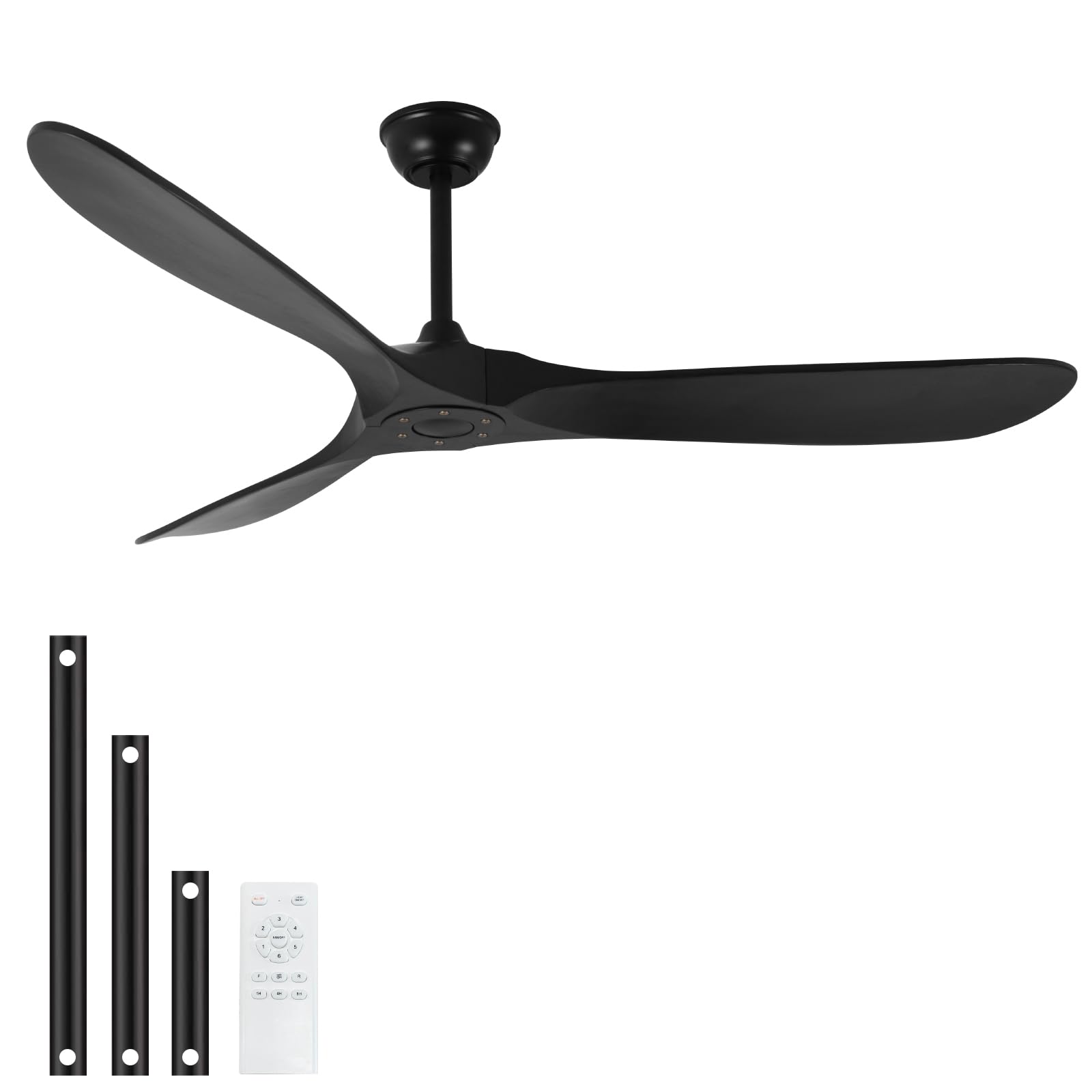 Photo 1 of Owindy 60-Inch Outdoor Ceiling Fan No Light, Wood Blades with Large Airflow,Quiet Operation,Speed Memory Function,Black Ceiling Fan for Bedroom,Living Room,Garage (Black, 60 inch)