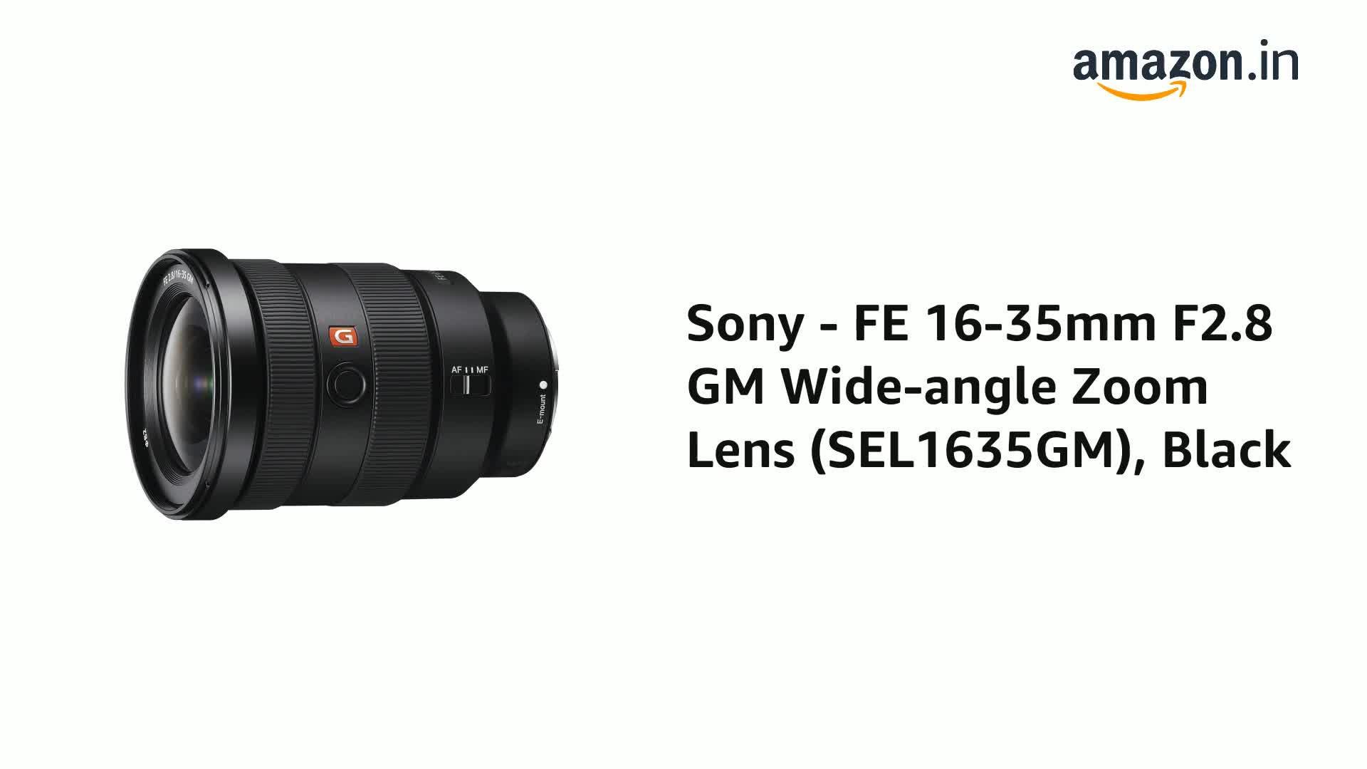 Sony SEL1635GM 16-35mm f/2.8-22 Zoom Camera Lens, Black : SONY