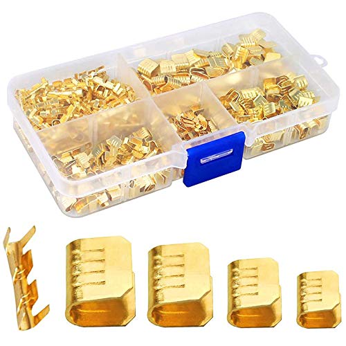 Kamenda 500 Pcs U Shape Copper Ring Terminals Crimp Kit - Non-Insulated Assortment Cable Wire Spade Electric Butt Kit