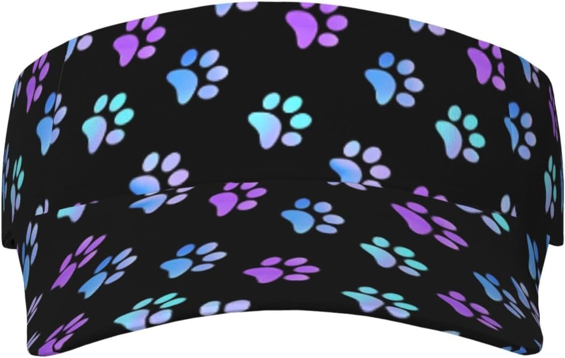 Dog Paw Print Sun Visor Hat Stylish Empty Top Baseball Cap Outdoor Beach Golf Running Tennis Caps for Women Men