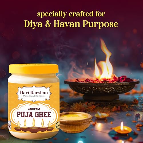 Image of Hari Darshan Anupam Puja Ghee | Premium Puja Ghee for Havan Essential Lighting Diya Festival Rituals | Pure Ghee for Puja Spiritual Offerings Non-Edible | Pack of 2 (200g Each)