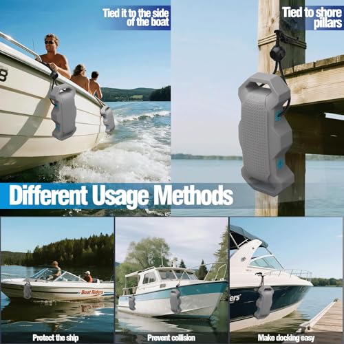 YimSting Boat Fenders, Boat Bumpers for Docking Upgraded EVA Boat Fenders for Docking with Nylon Rope, and Fixed Lock Fit for Pontoon, Bass, Jon, Ski, Jet Ski, Fishing Boats, Light Gray 1 Pcs by YimSting - Used condition - Image 7