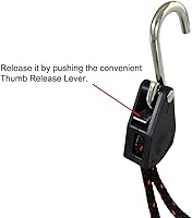 Vista 5 de Correas de cuerda, 1/4 pulgadas x 10 pies, polea de trinquete ajustable de bloqueo de cuerda resistente para canoa de kayak (paquete de 2)