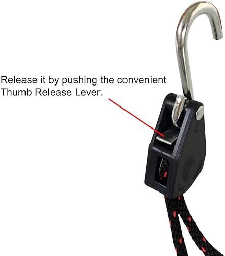 Miniatura 5 de Newcod Correas de cuerda, correas de 1/4 pulgadas x 10 pies de alta resistencia ajustable para polea para kayak canoa (paquete de 2)