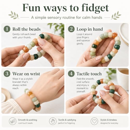 Image of Fidget Bracelet Bodhi Seed Bracelets Anxiety Fidget Bracelets Protection Healing Stretch Alleviate Anxiety Stress Protection Healing Bodhi Jewelry Gifts for Women Men