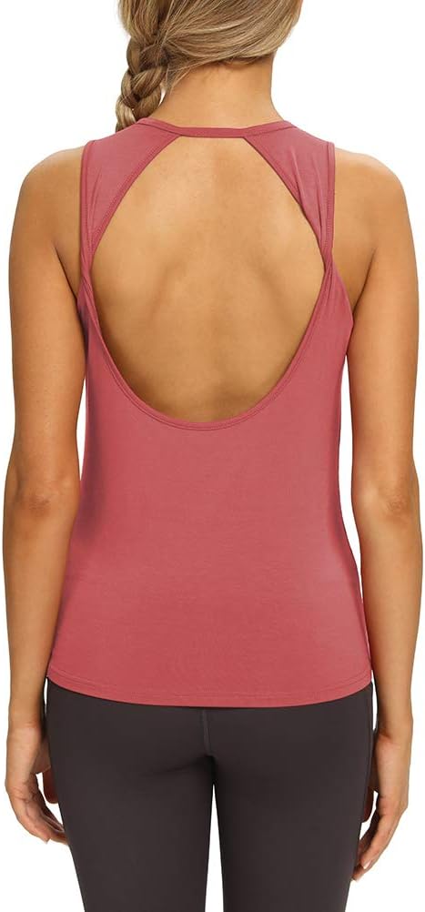 Mippo Workout Tops for Women Open Back Yoga Shirts Tank Tops Athletic Tops Gym Workout Clothes - Image 3