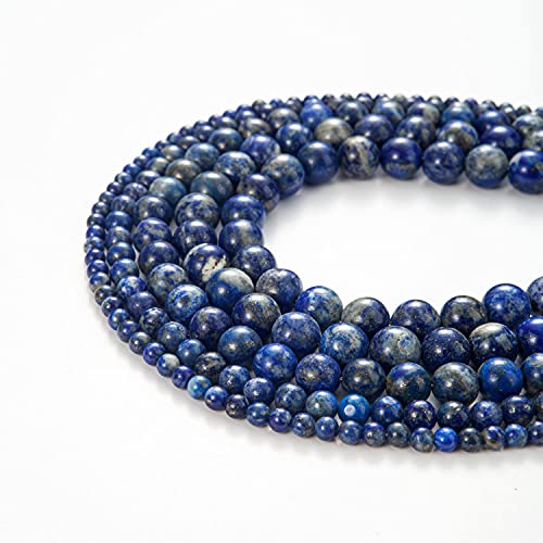 Image of 100Pcs Natural Stone Beads 8mm Lapis Lazuli Round Gemstone Loose Beads with Elastic Bracelet String for Bracelets Necklace Jewelry Making