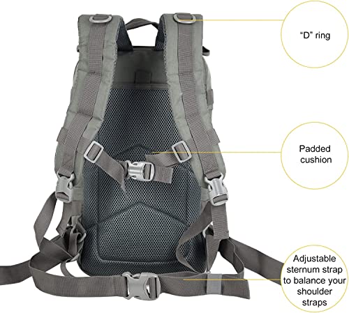 30L Sport Outdoor Military Rucksacks Tactical Camping Hiking Trekking Small Assault Backpack Bag 08009B (Gray) #TOP3