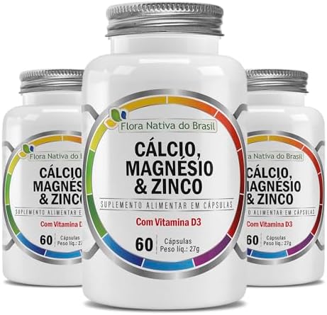 CMZ (Calcio, Magnesio, Zinco e D3) Kit 3x 60 Capsulas Cada - Flor...