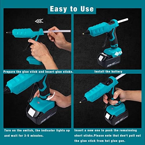 Mellif 100W Hot Glue Gun Cordless for Makita Battery 18V L li-ion Battery Powered Full Size 11mm Sticks (Tool Bare, No Battery,No Charger)