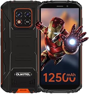 OUKITEL WP18 [2022] Rugged Phones 4GB, 12500mAh Rugged Smartphone Android 11, 4G Dual SIM Free IP68 Waterproof Mobile Phones Unlocked, 4GB 32GB/1TB 5.93-inch, 13MP Camera Face ID/GPS/OTG - Orange
