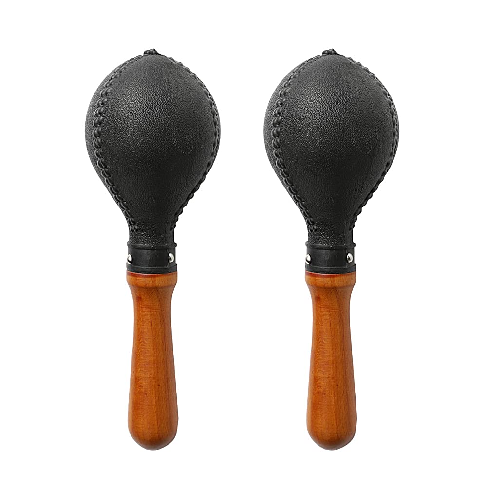 Percussion Maracas Shakers Rattles Sand Hammer Percussion Instrument with ABS Plastic Shells and Wooden Handles for Live Performances and Recording Sessions (Black)