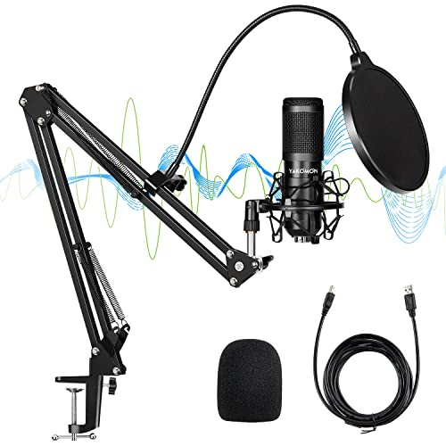 Migliori Microfoni per Youtube a meno di 100 euro USB Microphone condensatore,Yakomon Studio PC microfono,Microfono Cardioide per Computer,192KHZ/24Bit Streaming Podcast Microfono con Stand per YouTube/Singing/Game/PS4(Aggiornato)