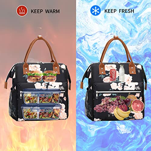 Imyth Large Lunch Bag For Women Reusable Insulated Leakproof Lunch Box Organize With Removable Shoulder Strap -Lightweight Portable Cooler Tote Bag For Commuting, Beach, Picnics, Camping (Floral) #TOP2