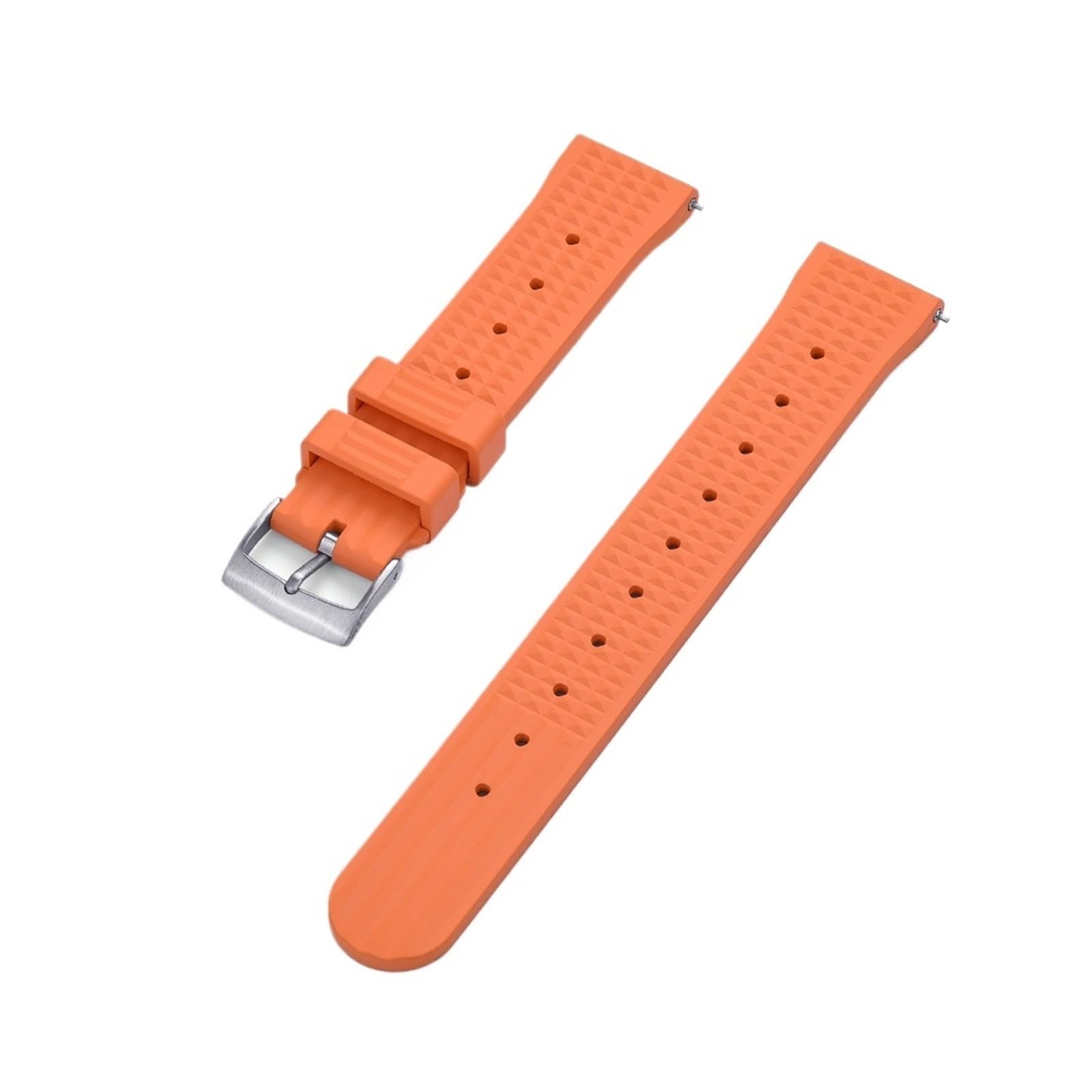 Uhrenarmband， Fluorkautschuk-Armband for Herren(Orange Silver,22mm)