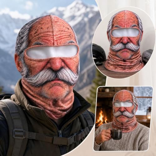 Funny Old Man Ski Mask Balaclava, Realistic Full Face Cover for Men Women - image 6