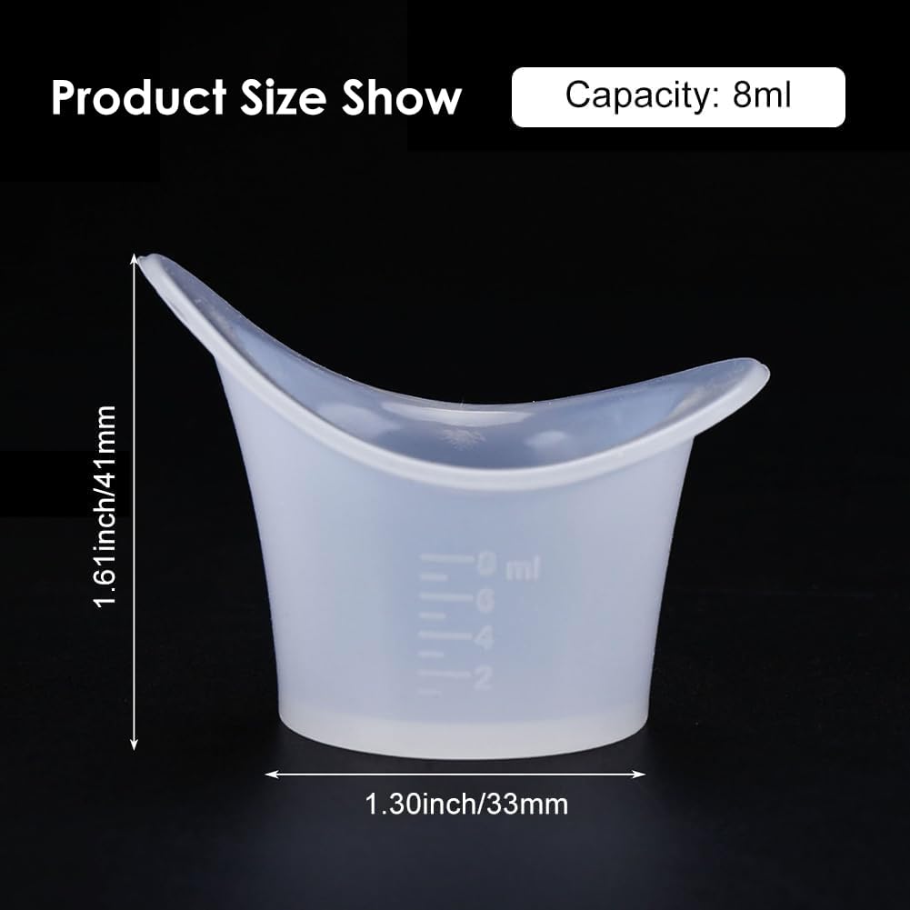 Tazza da Bagno in Silicone per Occhi Portatile - Morbida e Riutilizzabile per Lavaggio Oculare, Non Sterile, 8ml, 4 Pezzi