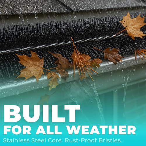 ZYBUX - Gutter Brush Bristle Brush Gutter Guard Leaf Debris Filter | Easy Installation and Adapting to Size Drain Down Pipe Gutter Cleaning Tools Black 4 METRE - Image 3