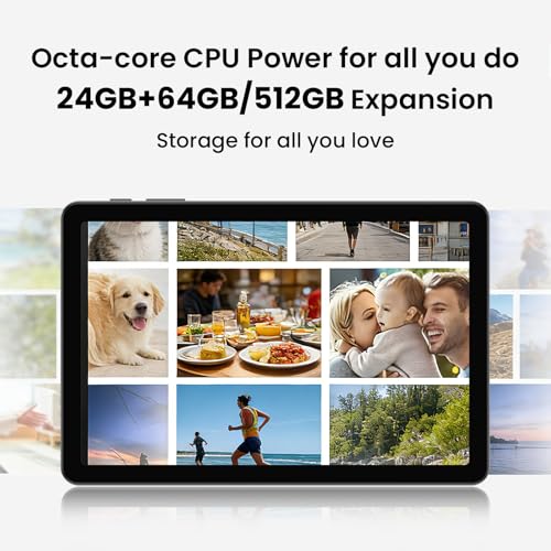 Image of COLORROOM Android16 Tablet,10inch Tablet with Case, Octa Core CPU,Black | 24GB+64GB+512GB Expansion, 6000mAh Battery+18W Fast Charging, Dual WiFi, Dual Cameras,Support Widevine L1 Google Kids Space