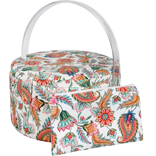 SINGER Round Sewing Basket with Paisley Floral Print