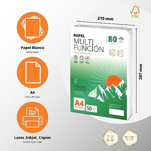 Image of A4 100 Sheets, Multipurpose Paper, Sheets for Laser and Injection Printers, Photocopier, for Office Use, School Supplies, Pack of Folios - Ophituria (80 g, 100h)
