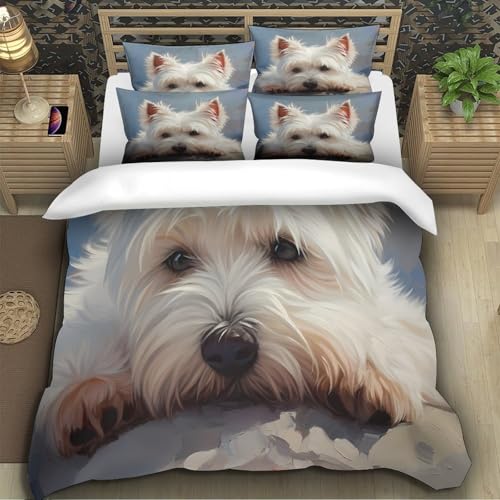 Housse de Couette Microfibre Hypoallergénique Anti-Plis King avec Zip Schnauzer - 5