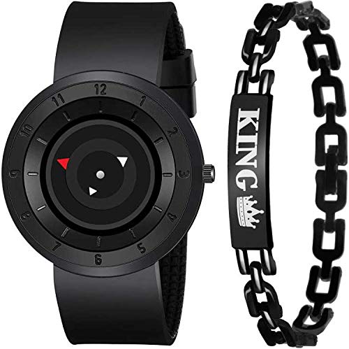 DREAM VILLA Analog Black Rubbers Strap and with King Bracelet Wrist Watches (B08ZL212DX) Amazon Price History, Amazon Price Tracker