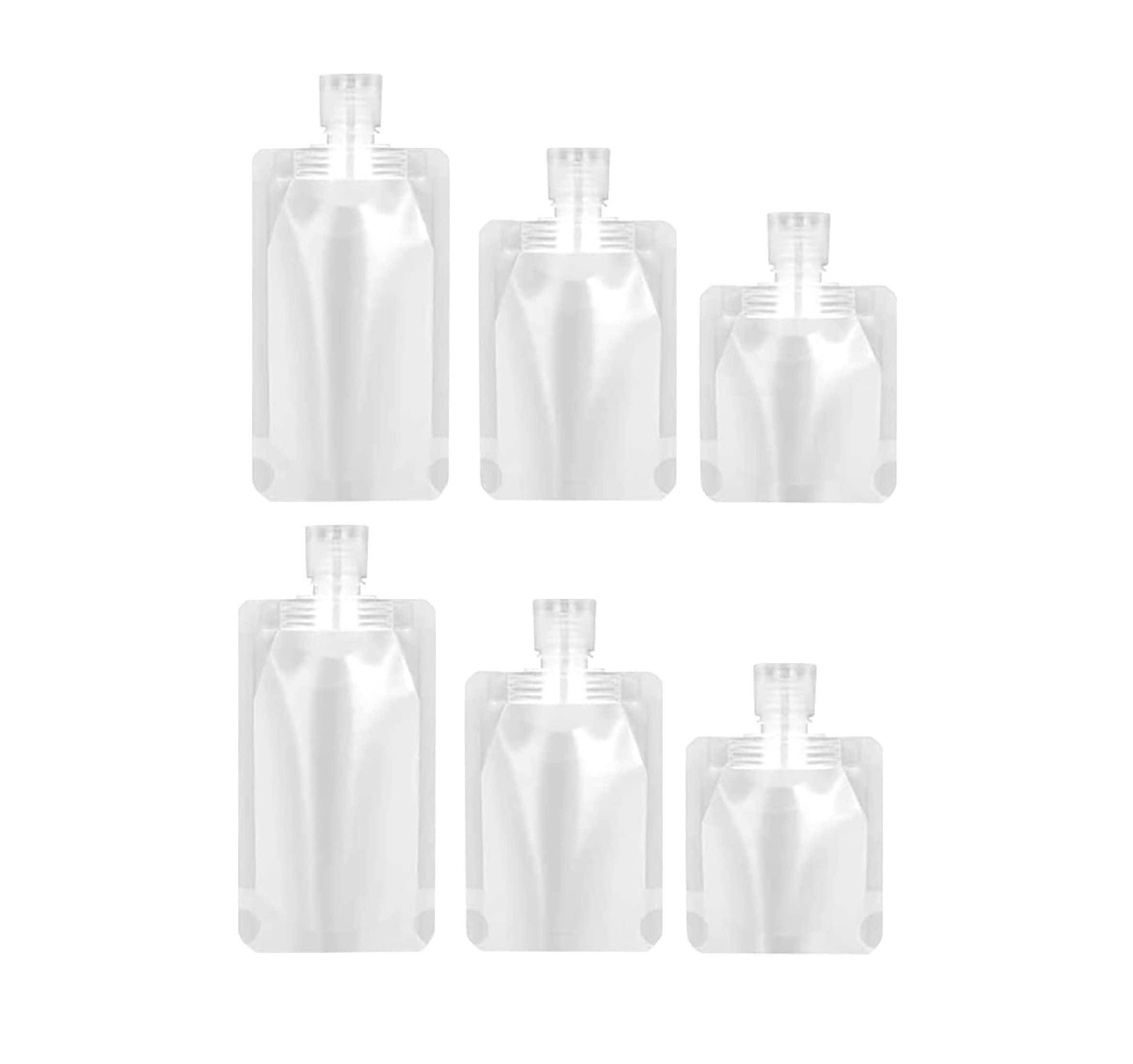 AUGEN Travel Fluid Makeup Packing Bag 30Ml/50Ml/100Ml Refillable Pouches Empty Cosmetic Squeeze Pouch Leakproof Stand-Up Spout Bags Containers Foldable for Toiletries/Lotion/Shampoo (Pack of 2 Set)-image-0