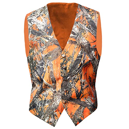 Camo Vests for Men Camouflage Formal Waistcoat Wedding Groom Casual Hunting