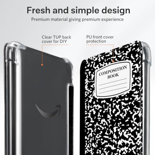 Image of CoBak Case for 6 inch Kindle 11th Gen (2024 and 2022 Release) - Ultra Slim Transparent Clear TPU Back Shell Protective Cover with Auto Wake /Sleep for Kindle 11th Generation 2024 Release.Black Notebook