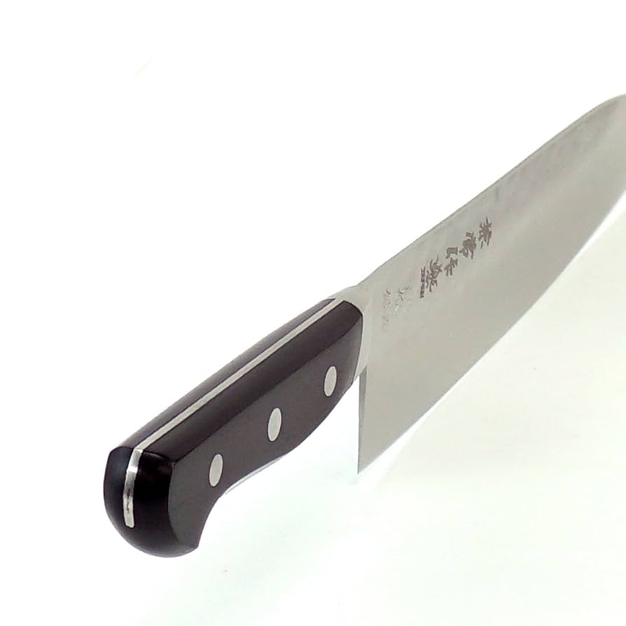 KC-922 関兼常作 青鋼 梨地口金付 黒合板柄 牛刀 200mm Amazon｜兼常作 青鋼 梨地口金付 黒合板柄 牛刀 200mm KC-922