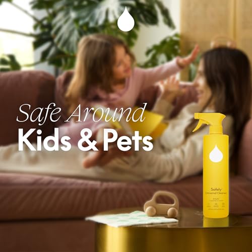Image of Safely Kitchen Cleansing Essentials Kit-Universal Cleaner 20 Fl Oz, Hand Soap 12 Fl Oz & Dish Soap 16 Fl Oz, Gentle & Safe for Skin, Removes Dirt, Grease & Impurities, Bright Grapefruit & Cassis Scent