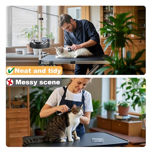 Image of Pet Grooming Organizer for Scissors Brushes and Tools Holder - Portable Rotatable Dog Grooming Table and Arm Stand Tools(Carbon Fiber Cat Head)