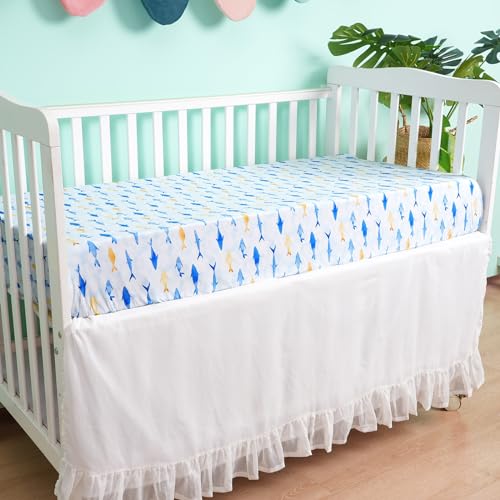 Image of david's kids 3 Pack Fitted Crib Sheets, Ultra Soft Breathable Comfortable Baby Sheet Set for Boys Girls Neutral, 28x52 Inch Fits Standard Crib and Toddler Mattresses, Whale