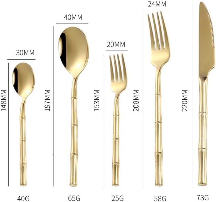 Miniatura 2 de Juego de cubiertos para 6, acero inoxidable 1810, 30 piezas, juego de cubiertos dorados, cucharas y tenedores, en el hogar y la cocina, apto para