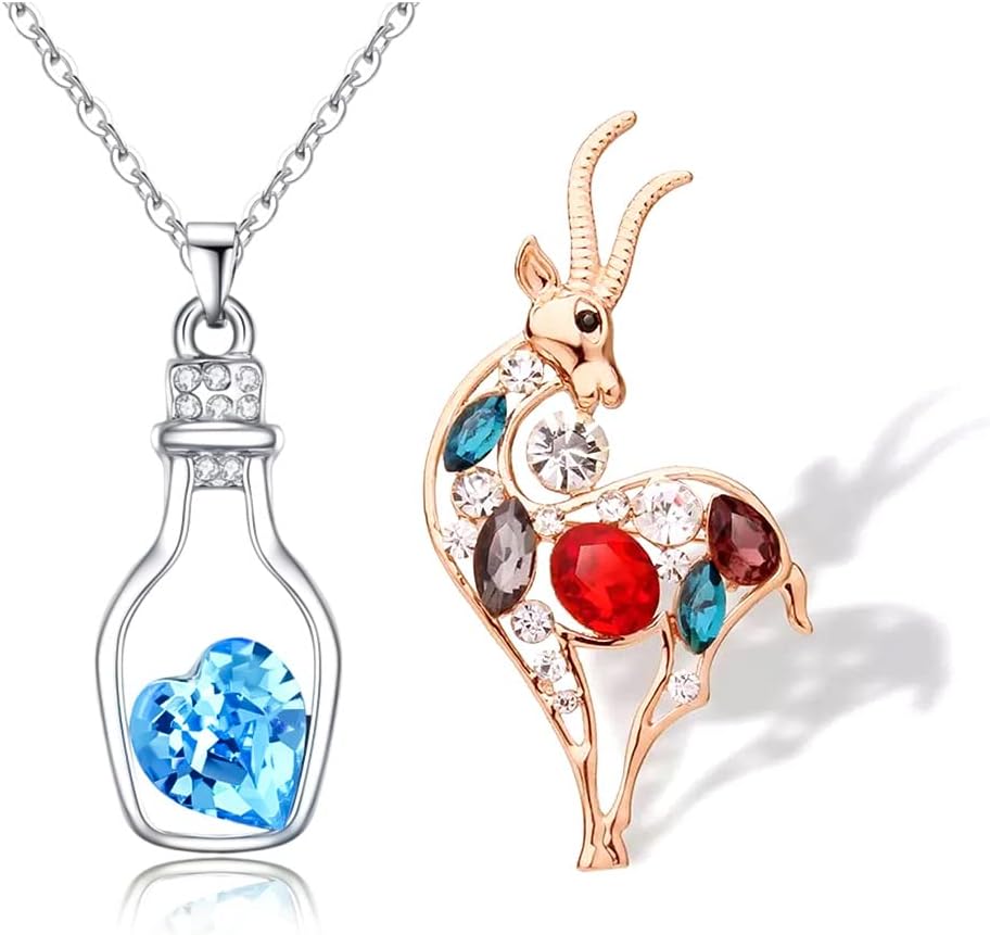 University TrendzTrendy Sheep Design Brooch Pin Jewelry Fashion Combo with Love Drift Bottle Pendant Necklace (Pack of 2), Adjustable, Metal