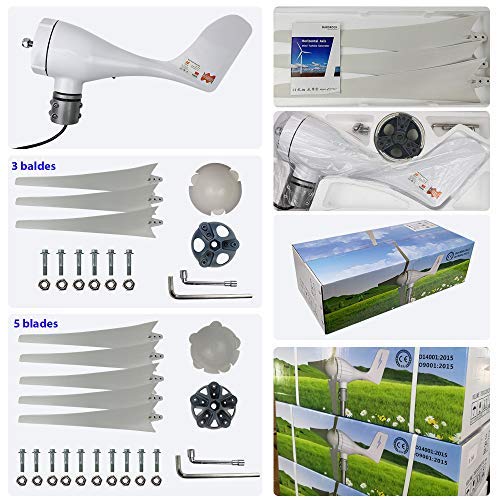 Marsrock Wind Turbine Generator, 12V Wind Turbine Kit, 400W Wind Power Generator with MPPT Controller 3 Blades Auto Adjust Windward Direction Suitable for Terrace, Marine, Motor Home, Chalet, Boat