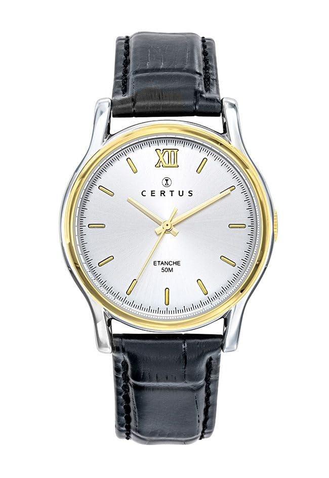 Certus Montre Homme Acier Bicolore Cuir Noir 611298