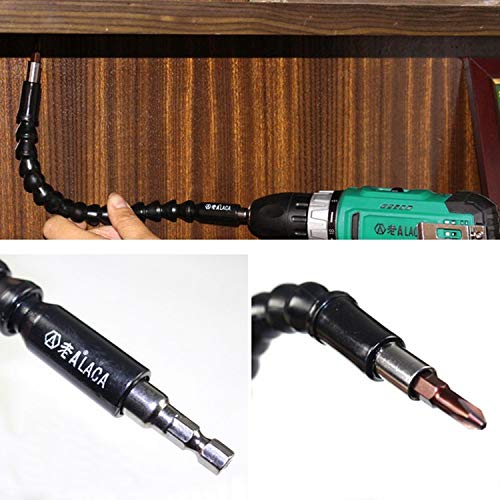 Flexible Soft Shaft Extension Drill, Flexible Extension Screwdriver Bit Holder, Easy Bendable Snake Driver Extender for Electrical Screwdriver or Hand Drill Multi-Angle Work (11.6 In)
