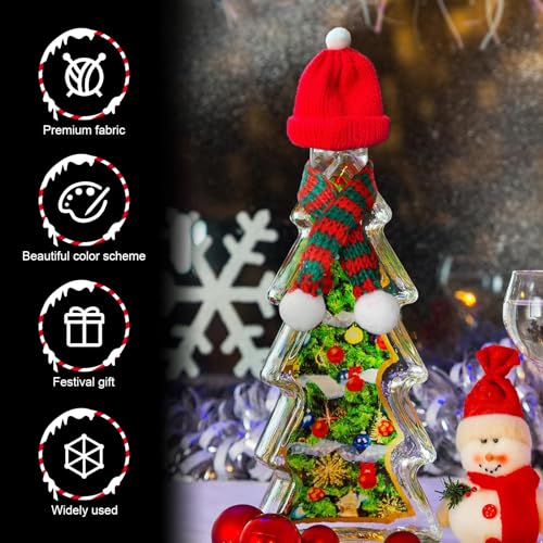 image for Hugwits Mini Christmas Knit Hat for Car Logo Emblem, Cute Red Knitted 