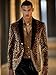 VENNYNG Men's Fuzzy Jacket Shawl Lapel Leopard Oversized Coat with Gold Button Warm Fashion Outerwear Concerts Events Winter Style