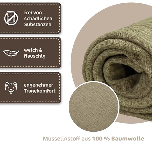 Hundehalstuch, Oeko-TEX® Standard 100 - Hunde Halstuch als Geschenk für Hundeliebhaber (Khaki)